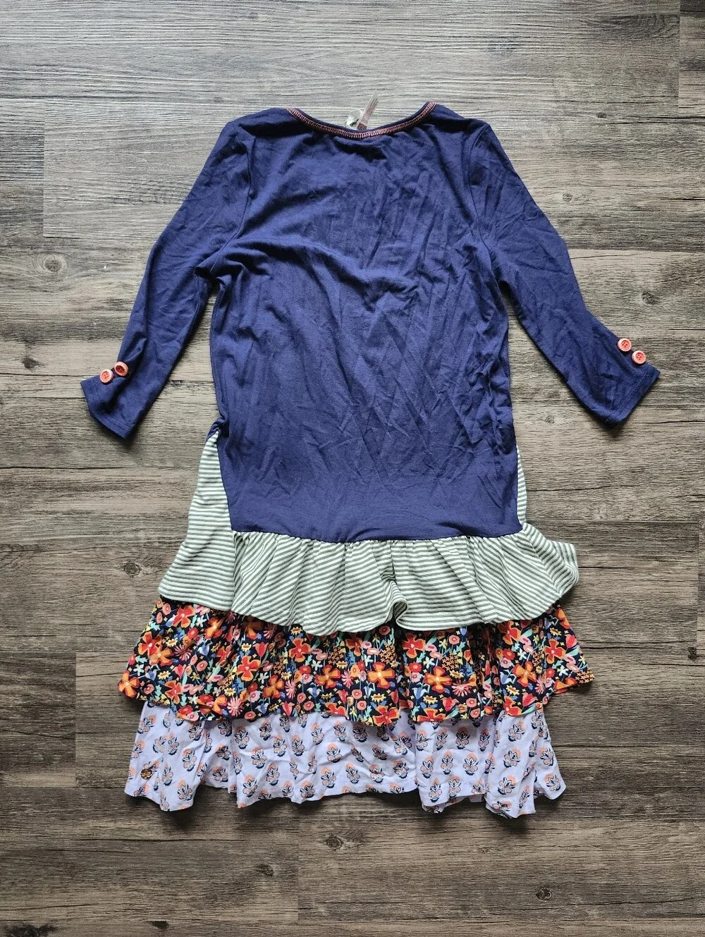NWT Matilda Jane 435 Night Falls Mixed Print Navy Tiered Floral Ruffle Dress